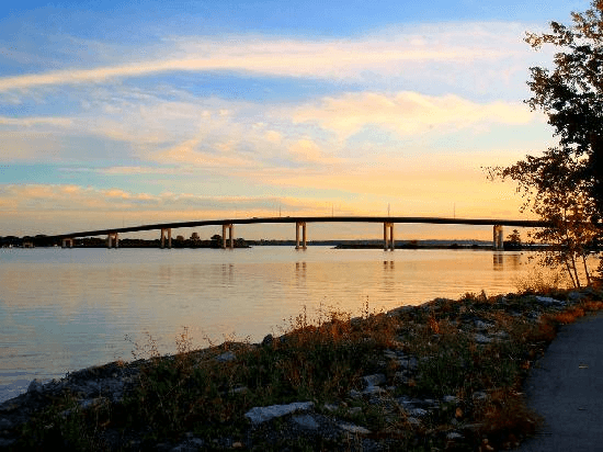 Bay of Quinte bridge at sunset